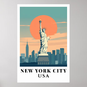 Poster Statue de la Liberté de New York City Art de voyag