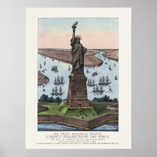 Poster Statue de la Liberté du port de NYC de 1885 Art vi