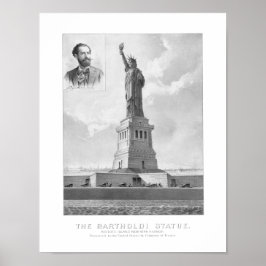 Poster Statue de la Liberté et Portrait de Bartholdi