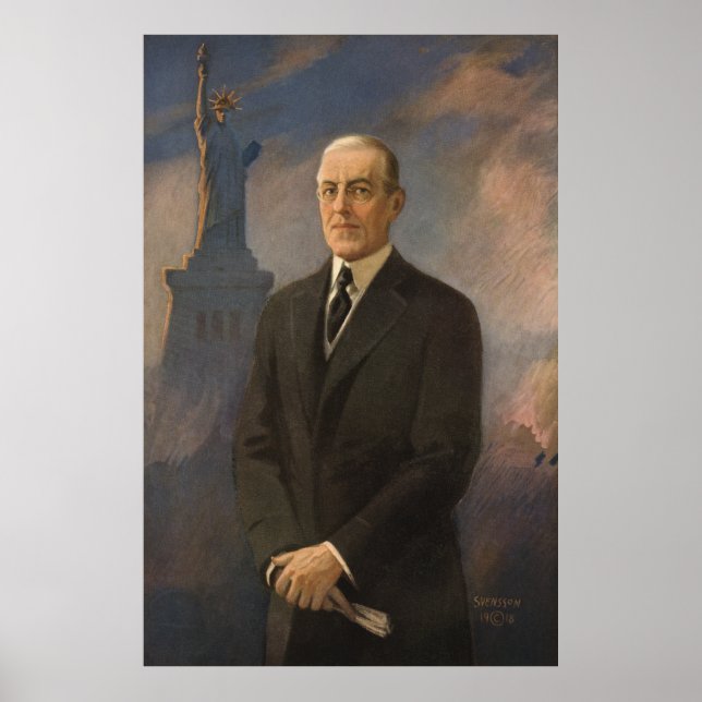 Poster Statue de la Liberté et président Woodrow Wilson (Devant)