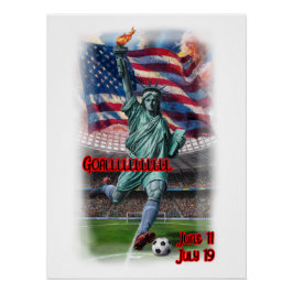 Poster Statue de la Liberté jouant au football sur un