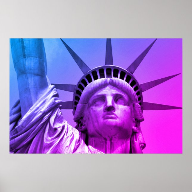 Poster Statue de la Liberté New York Art Pop Bleu Violet (Devant)
