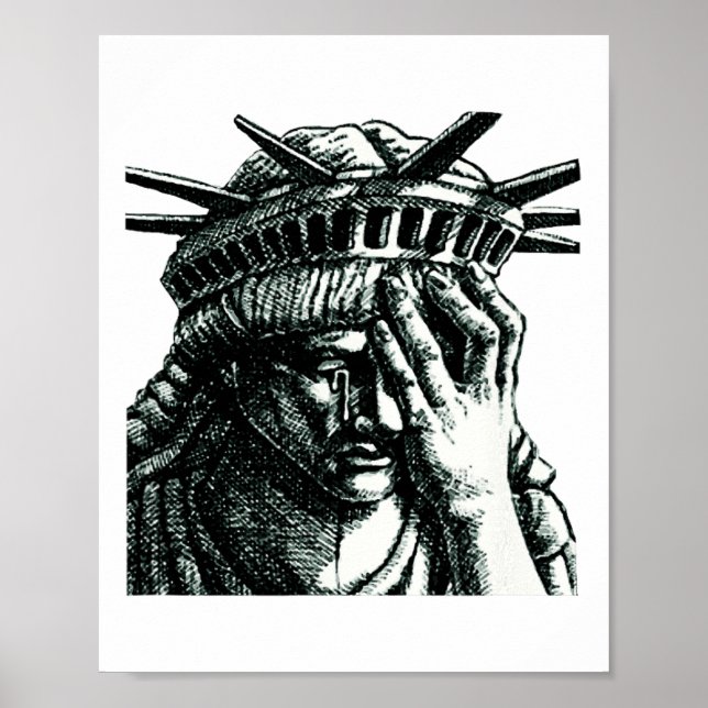 Poster Statue De La Liberté Pleurant Anti Trump Ne Résist (Devant)