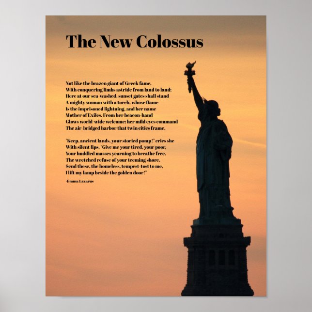 Poster Statue de la Liberté Poème, Le Nouveau Colosse (Devant)