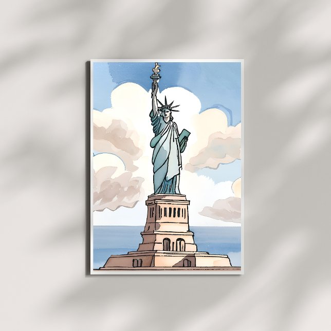 Poster Statue de la Liberté | Point de repère aquarelle (Créateur téléchargé)