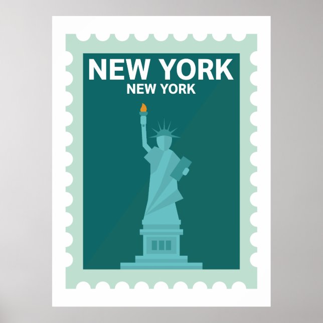 Poster Statue de la Liberté - Timbre de New York (Devant)
