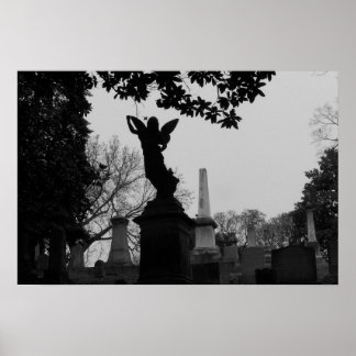 Poster Statue de l'ange noir et blanc