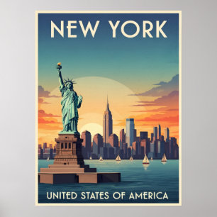 Poster statue de liberté vintage de la ville de New York