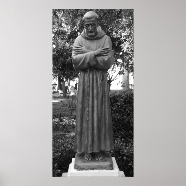 Poster Statue De Saint François D'Assise Photo Noire Et B (Devant)