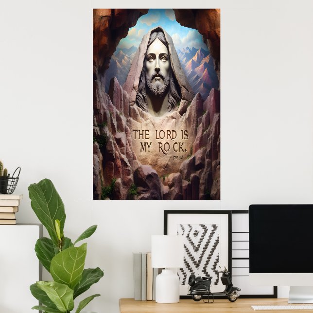 Poster Statue Divine : Le Seigneur Est Mon Rocher (Bureau à domicile)