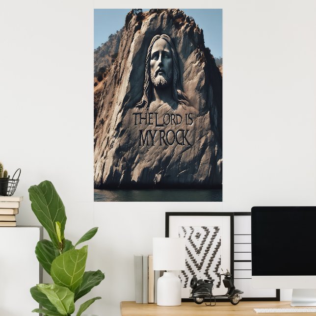 Poster Statue Divine : Le Seigneur Est Mon Rocher (Bureau à domicile)