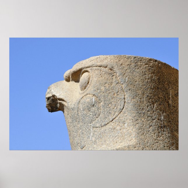Poster Statue du Faucon Dieu Horus au temple d'Edfu, Egyp (Devant)
