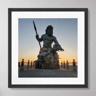 Poster Statue du roi Neptune - Virginia Beach à Sunrise