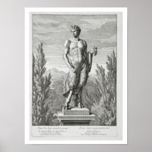 Poster Statue d'un Satyr tenant un bouquet de raisins, Ve
