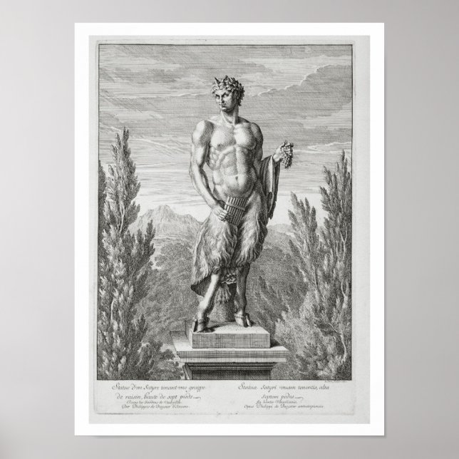 Poster Statue d'un Satyr tenant un bouquet de raisins, Ve (Devant)