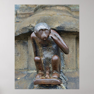 Poster Statue médiévale de singe sur la Grand-Place de Mo