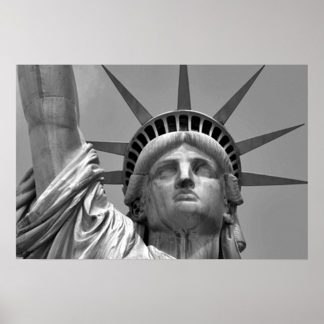 Poster Statue noire et blanche de Liberty New York (Devant)
