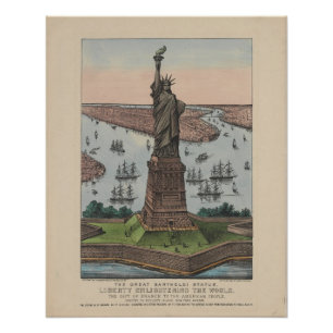 Poster Statue vintage de la liberté patriotique New York