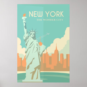 Poster Statue vintage de Liberty New York City Travel