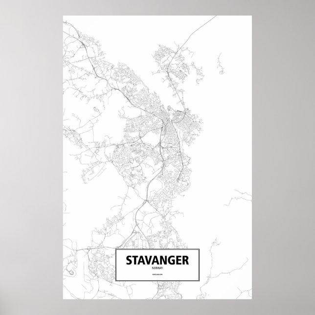 Poster Stavanger, Norvège (noir sur blanc) (Devant)