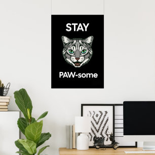 Poster Stay Pawsome pun chat noir