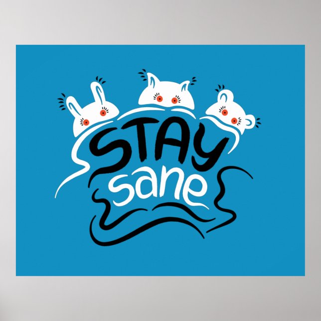 Poster Stay Sane Funny Madness Typographie (Devant)