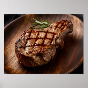 Poster Steak de boeuf gourmet avec marques de grillade pa