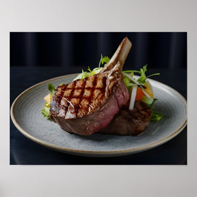Poster Steak de boeuf grillé succulent (Devant)