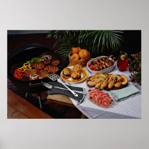 Poster Steaks, hamburgers, poulet