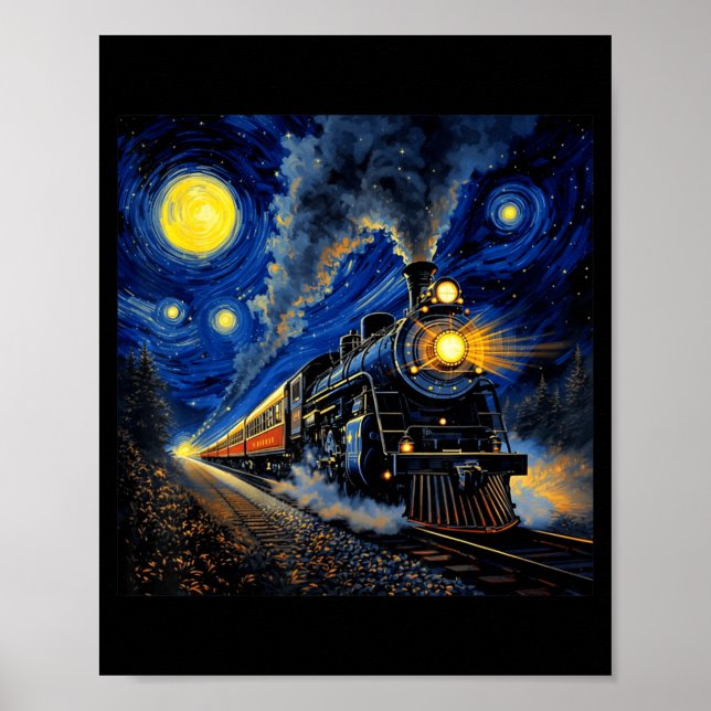 Poster Steam Train Graphic For Men Boys Locomotive  (Devant)