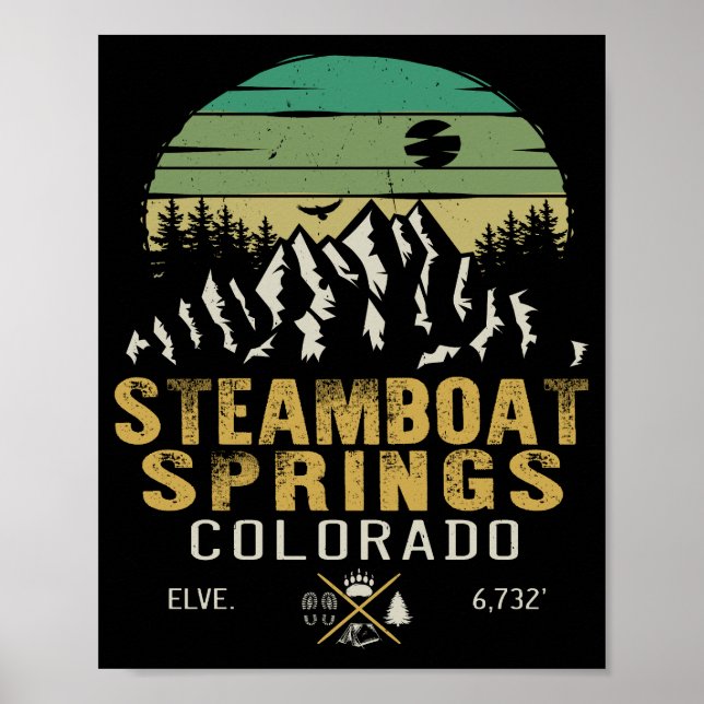Poster Steamboat Springs Colorado Mountain Camping Randon (Devant)