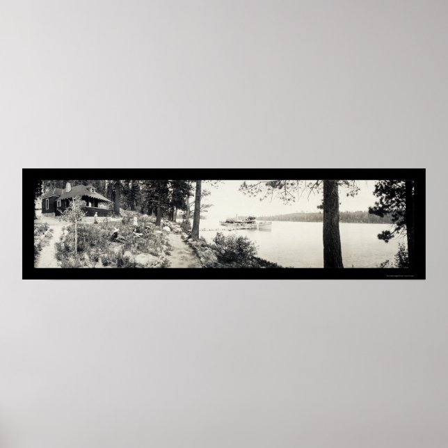Poster Steamer Tahoe Emerald Bay Photo 1910 (Devant)