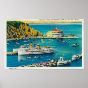 Poster Steamers Catalina et Avalon à Pier et Casino