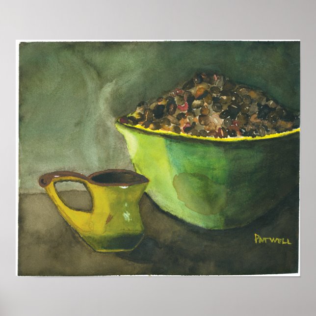 Poster Steaming Morning Cup Cup of Coffee Bowl Coffee Bea (Devant)