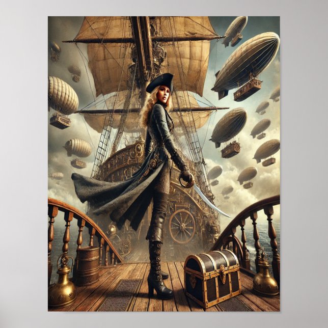 Poster Steampunk 54 The Airship Pirate Queen (Devant)