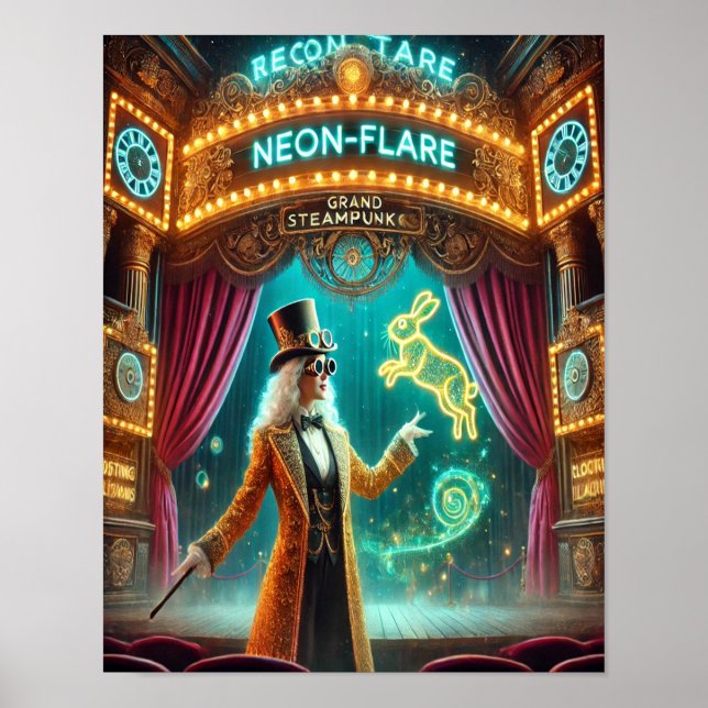 Poster Steampunk 70 Le Magicien Neon-Flare (Devant)
