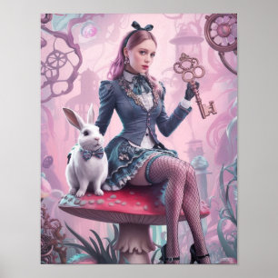 Poster Steampunk Alice au pays des merveilles