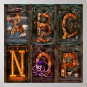 Poster Steampunk - Alphabet - Alphabet complet