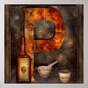 Poster Steampunk - Alphabet - P est pour la pharmacie