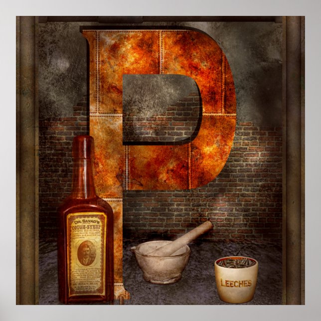 Poster Steampunk - Alphabet - P est pour la pharmacie (Devant)