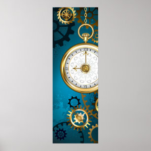 Poster Steampunk Arrière - plan turquoise avec Gears