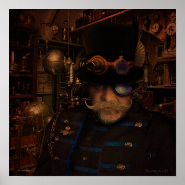 Poster Steampunk Art - Inventeur d'Imaginaire Capitaine S (Devant)