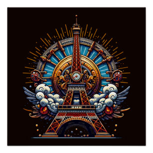 Poster Steampunk Bastille Day Tour Eiffel