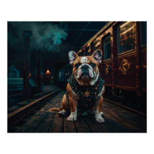 Poster Steampunk Bulldog Stationmaster Portrait