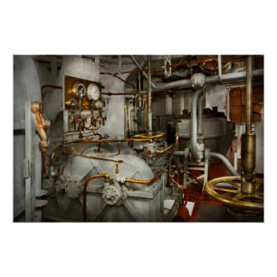 Poster Steampunk - Dans la salle des machines