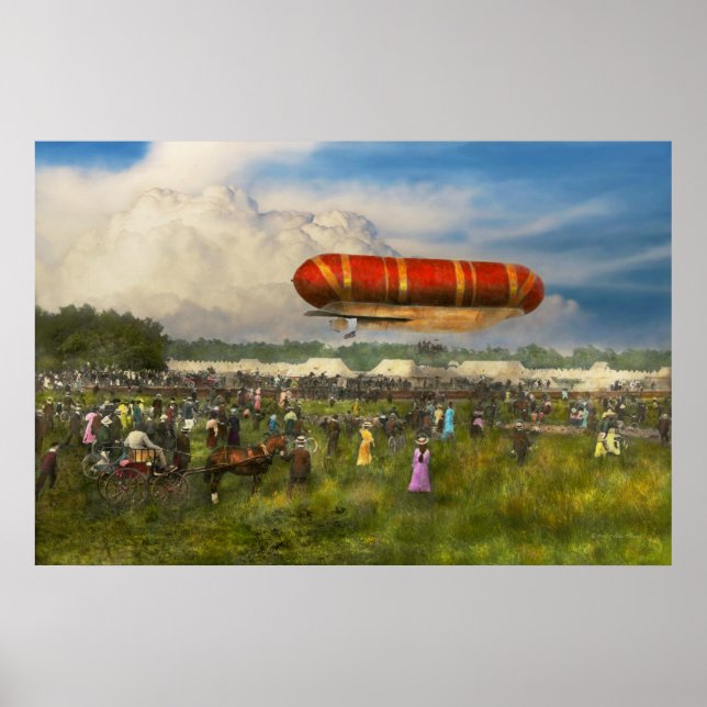 Poster Steampunk - Dirigeable - Lancement de Nulli Secund (Devant)