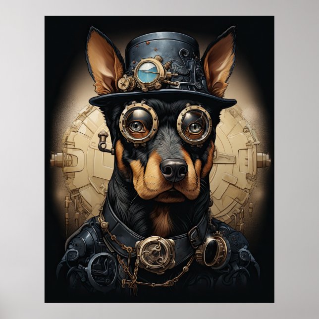 POSTER STEAMPUNK DOBERMAN (Devant)