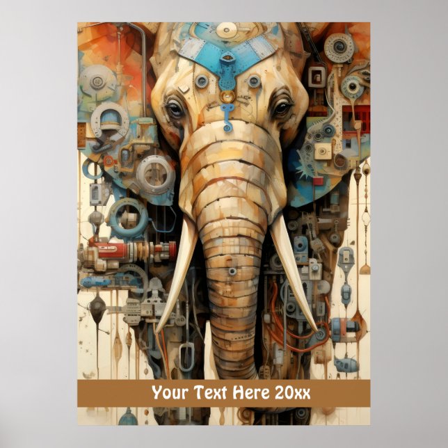 Poster Steampunk éléphant (Devant)