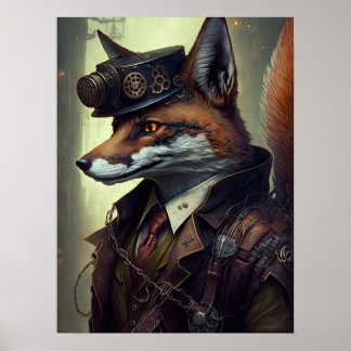 Poster Steampunk Fox Wall Art