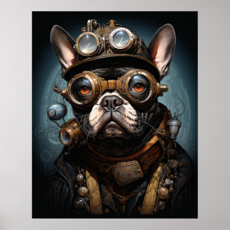 POSTER STEAMPUNK FRANÇAIS BULLDOG